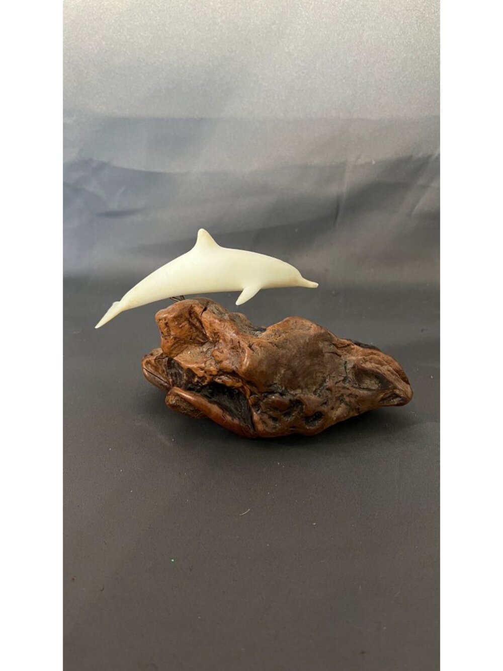 John Perry Sculpted Dolphin On Burlwood Stand Figurine Decor